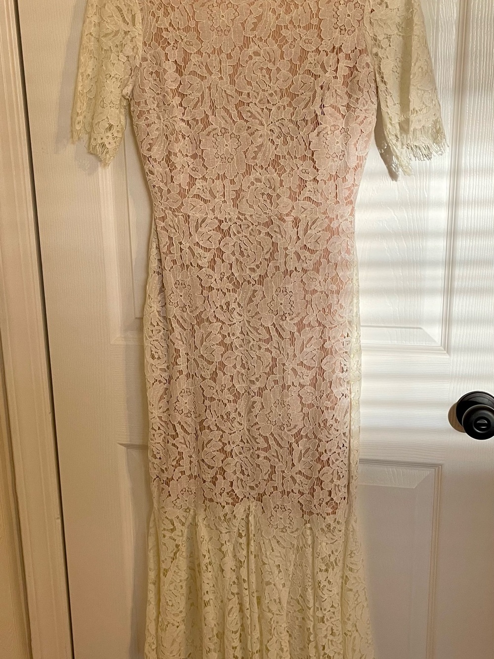 Lulu's Cream Lace Maxi Dress with Floral Lace Overlay